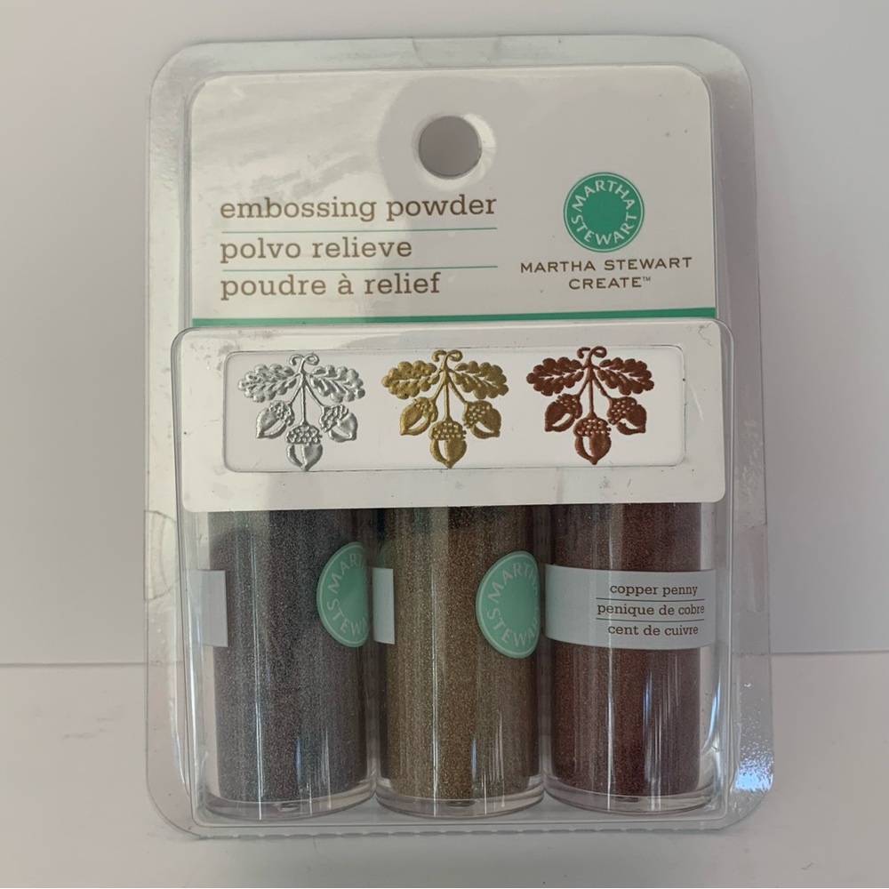 NWT Martha Stewart Embossing Powder Trio Gold Silver Copper - Discontinued